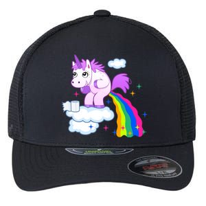 Unicorn Pooping A Rainbow Flexfit Unipanel Trucker Cap