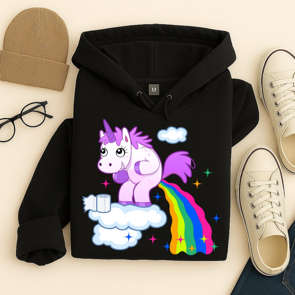 Unicorn Pooping A Rainbow Hoodie