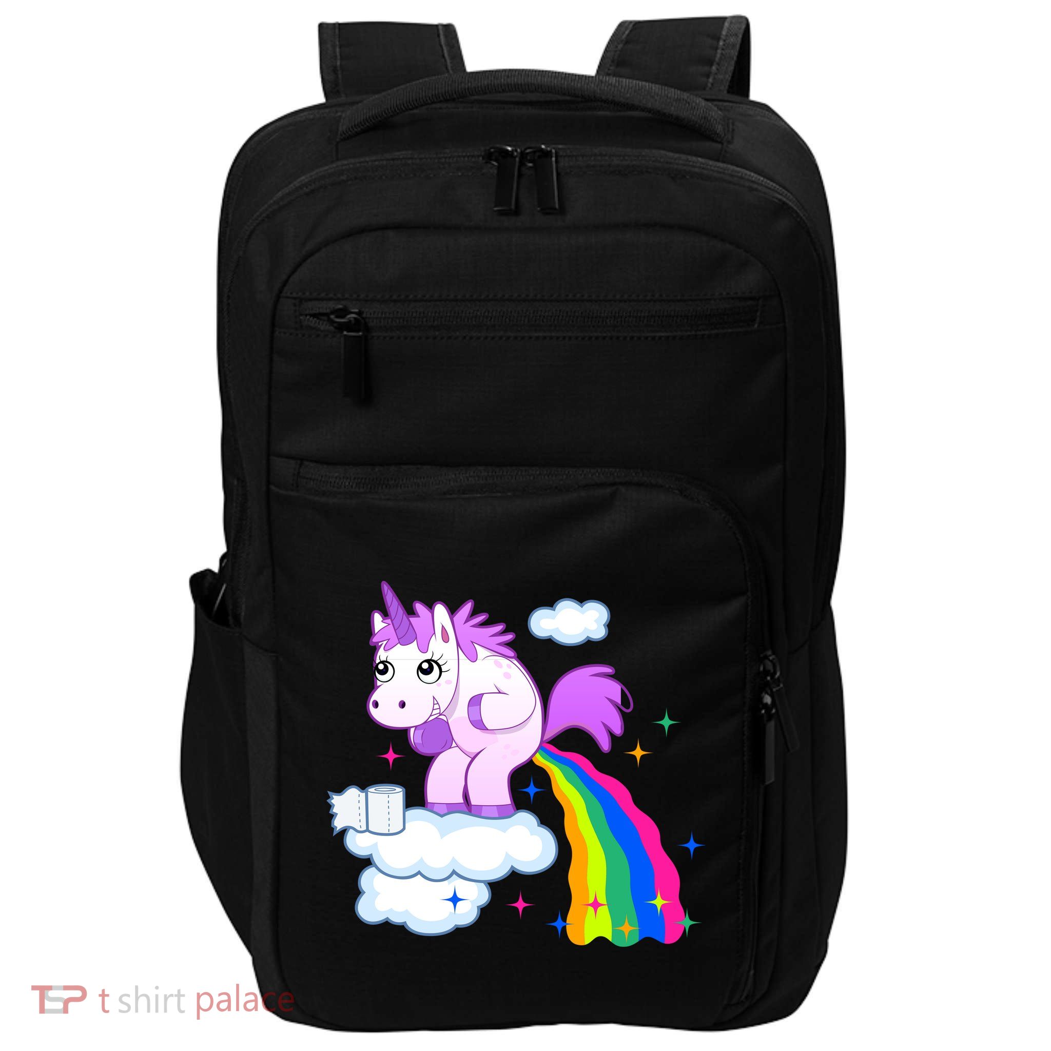 Unicorn Pooping A Rainbow Impact Tech Backpack