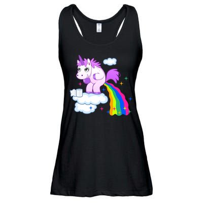 Unicorn Pooping A Rainbow Ladies Essential Flowy Tank