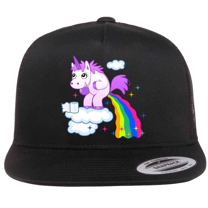 Unicorn Pooping A Rainbow Flat Bill Trucker Hat