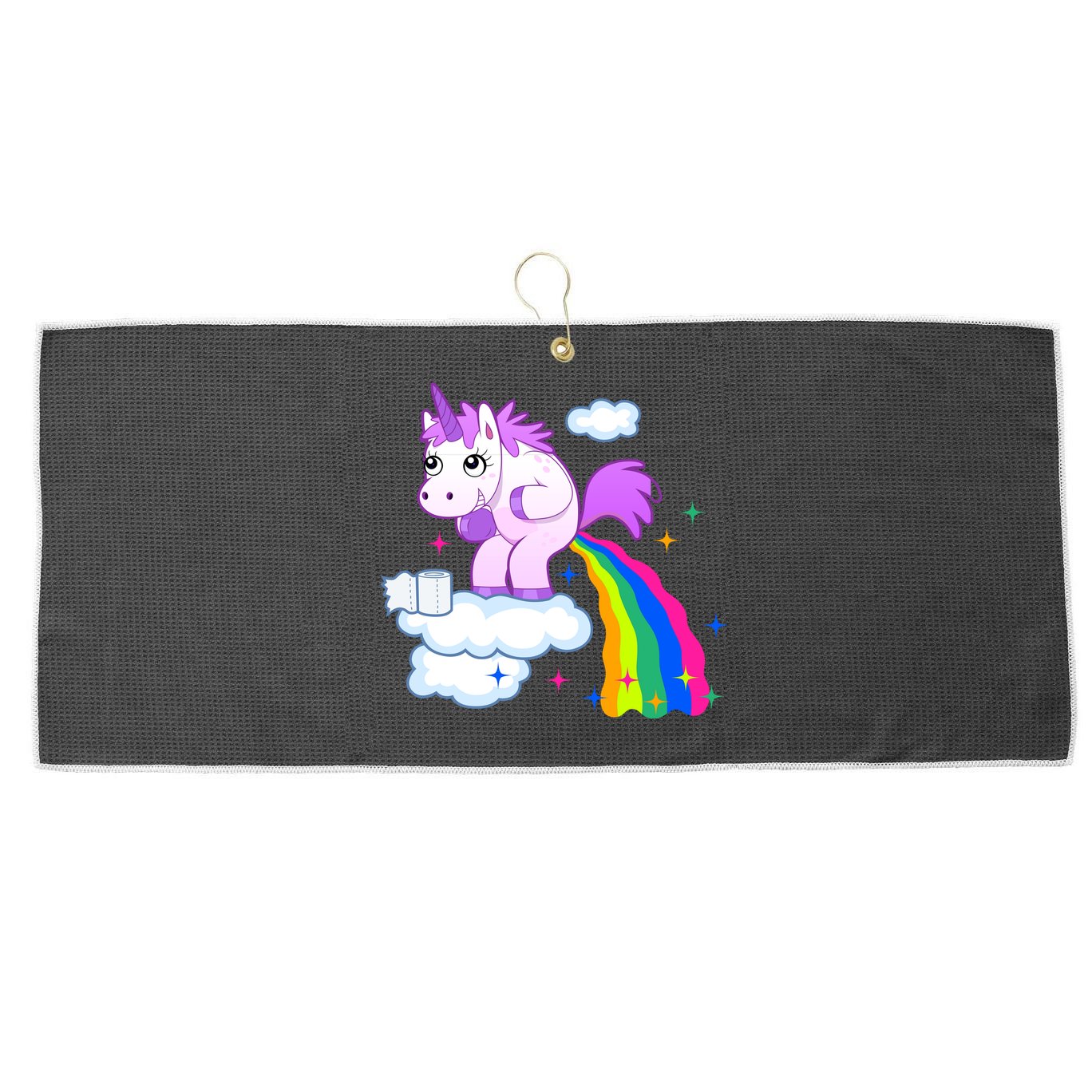 Unicorn Pooping A Rainbow Large Microfiber Waffle Golf Towel