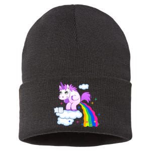 Unicorn Pooping A Rainbow Sustainable Knit Beanie