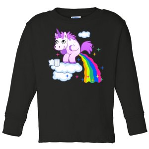 Unicorn Pooping A Rainbow Toddler Long Sleeve Shirt