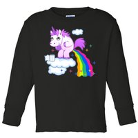 Unicorn Pooping A Rainbow Toddler Long Sleeve Shirt