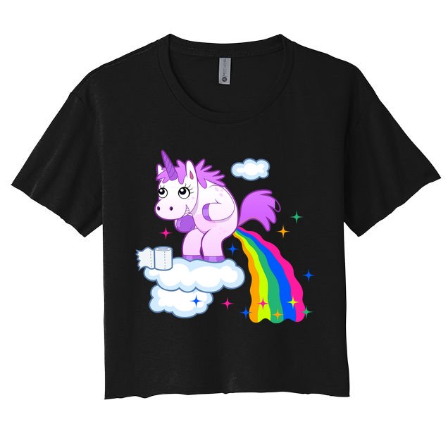 Unicorn Pooping A Rainbow Crop Top