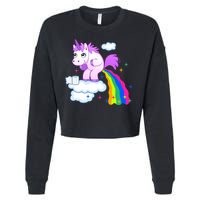 Unicorn Pooping A Rainbow Cropped Pullover Crew