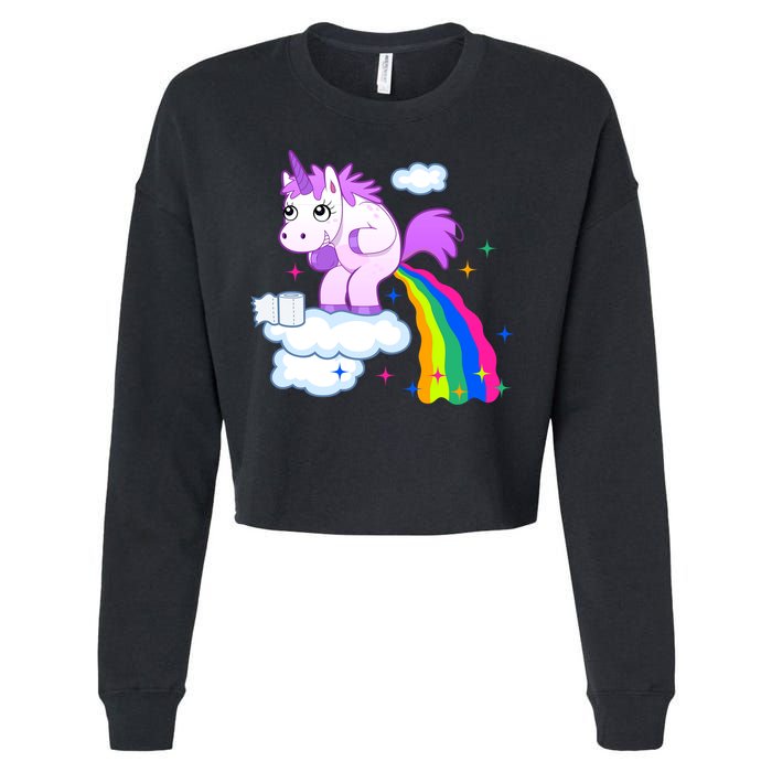 Unicorn Pooping A Rainbow Cropped Pullover Crew