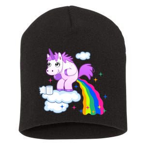 Unicorn Pooping A Rainbow Short Acrylic Beanie