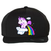 Unicorn Pooping A Rainbow Wool Snapback Cap