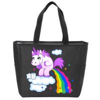 Unicorn Pooping A Rainbow Zip Tote Bag