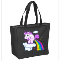 Unicorn Pooping A Rainbow Zip Tote Bag