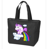 Unicorn Pooping A Rainbow Zip Tote Bag