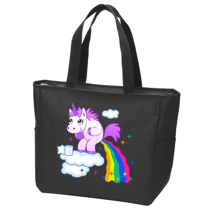 Unicorn Pooping A Rainbow Zip Tote Bag