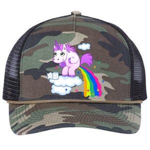 Unicorn Pooping A Rainbow Retro Rope Trucker Hat Cap