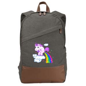 Unicorn Pooping A Rainbow Cotton Canvas Backpack