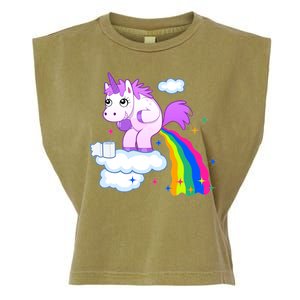 Unicorn Pooping A Rainbow Garment-Dyed Women's Muscle Tee