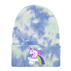 Unicorn Pooping A Rainbow Tie Dye 12in Knit Beanie