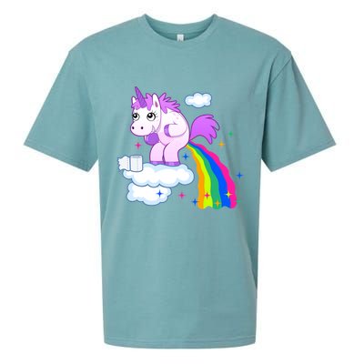 Unicorn Pooping A Rainbow Sueded Cloud Jersey T-Shirt