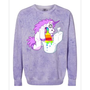 Unicorn Pukes Rainbow In The Toilet Colorblast Crewneck Sweatshirt