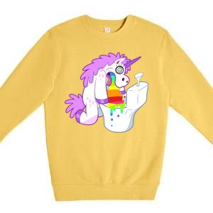 Unicorn Pukes Rainbow In The Toilet Premium Crewneck Sweatshirt