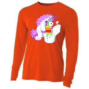 Unicorn Pukes Rainbow In The Toilet Cooling Performance Long Sleeve Crew