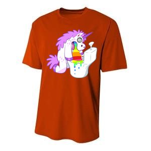 Unicorn Pukes Rainbow In The Toilet Performance Sprint T-Shirt