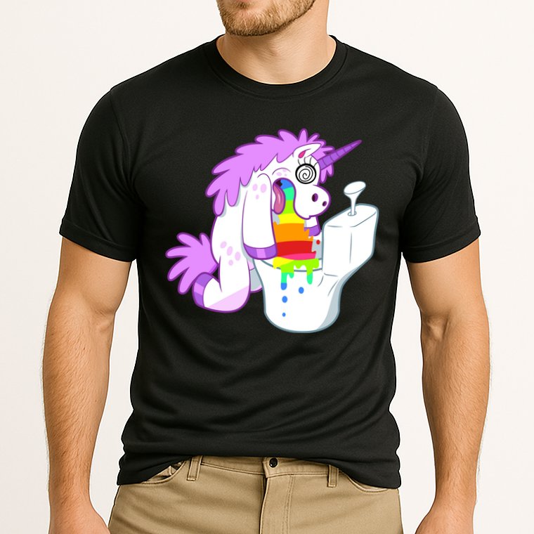 Unicorn Pukes Rainbow In The Toilet Performance Shirt