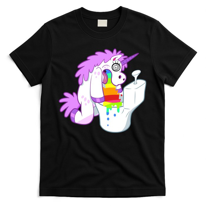 Unicorn Pukes Rainbow In The Toilet T-Shirt