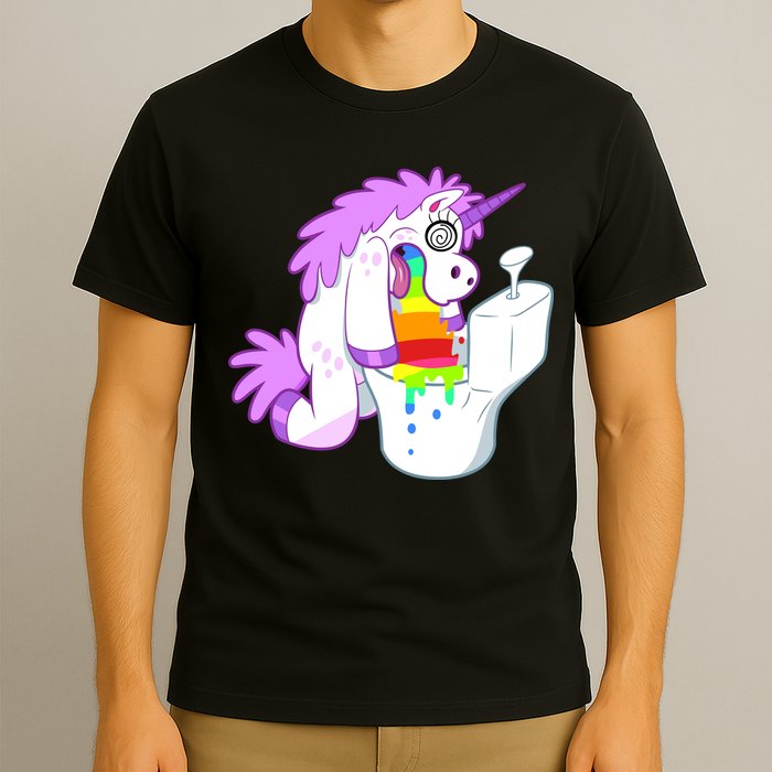 Unicorn Pukes Rainbow In The Toilet T-Shirt