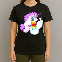 Unicorn Pukes Rainbow In The Toilet T-Shirt