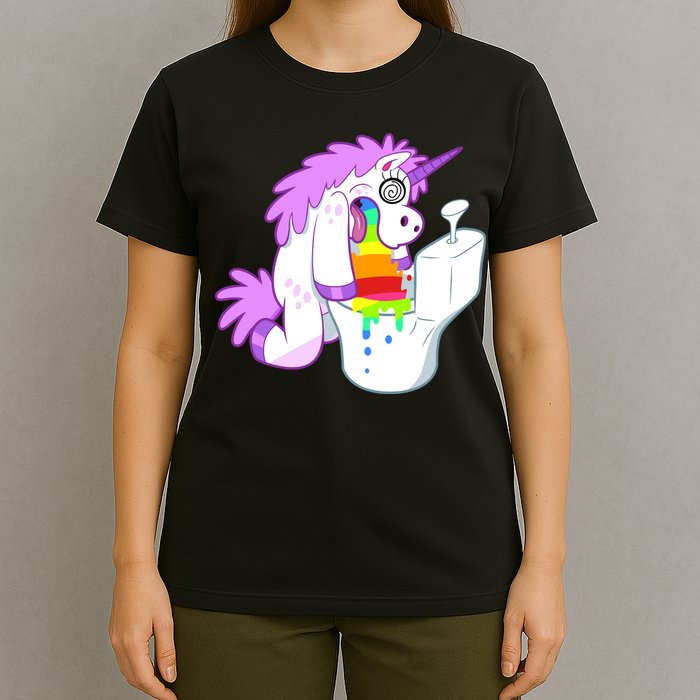 Unicorn Pukes Rainbow In The Toilet T-Shirt