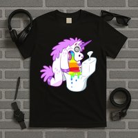 Unicorn Pukes Rainbow In The Toilet T-Shirt