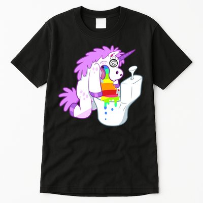 Unicorn Pukes Rainbow In The Toilet Tall T-Shirt