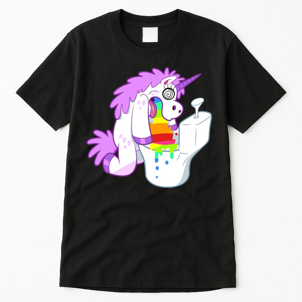 Unicorn Pukes Rainbow In The Toilet Tall T-Shirt