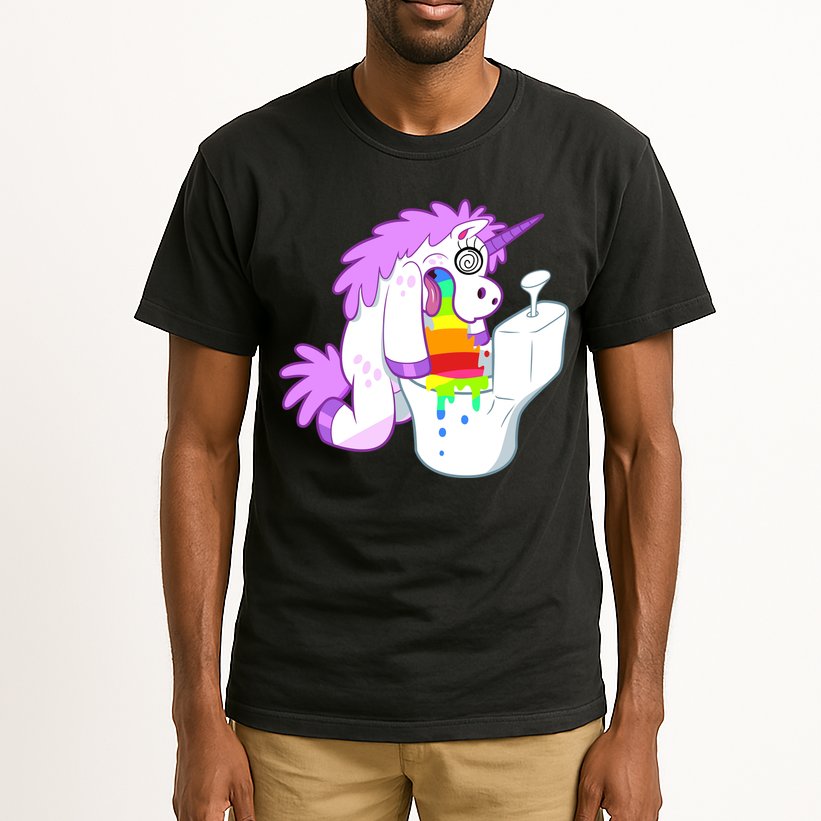 Unicorn Pukes Rainbow In The Toilet Tall T-Shirt