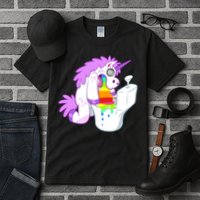 Unicorn Pukes Rainbow In The Toilet Tall T-Shirt