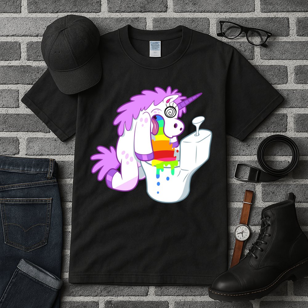 Unicorn Pukes Rainbow In The Toilet Tall T-Shirt