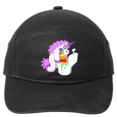 Unicorn Pukes Rainbow In The Toilet 7-Panel Snapback Hat