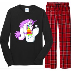 Unicorn Pukes Rainbow In The Toilet Long Sleeve Pajama Set