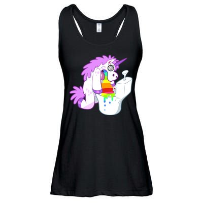 Unicorn Pukes Rainbow In The Toilet Ladies Essential Flowy Tank