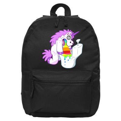 Unicorn Pukes Rainbow In The Toilet 16 in Basic Backpack