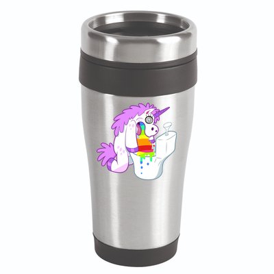 Unicorn Pukes Rainbow In The Toilet 16oz Travel Tumbler