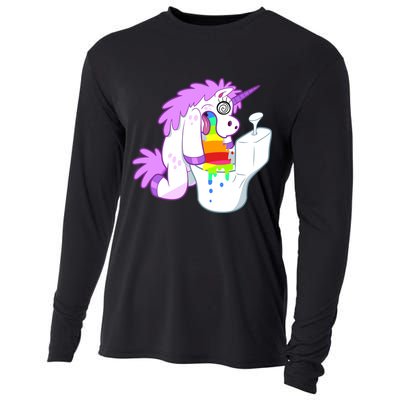 Unicorn Pukes Rainbow In The Toilet Cooling Performance Long Sleeve Crew