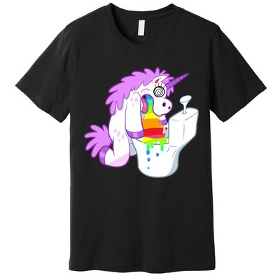 Unicorn Pukes Rainbow In The Toilet Premium T-Shirt