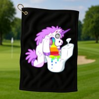 Unicorn Pukes Rainbow In The Toilet Golf Towel