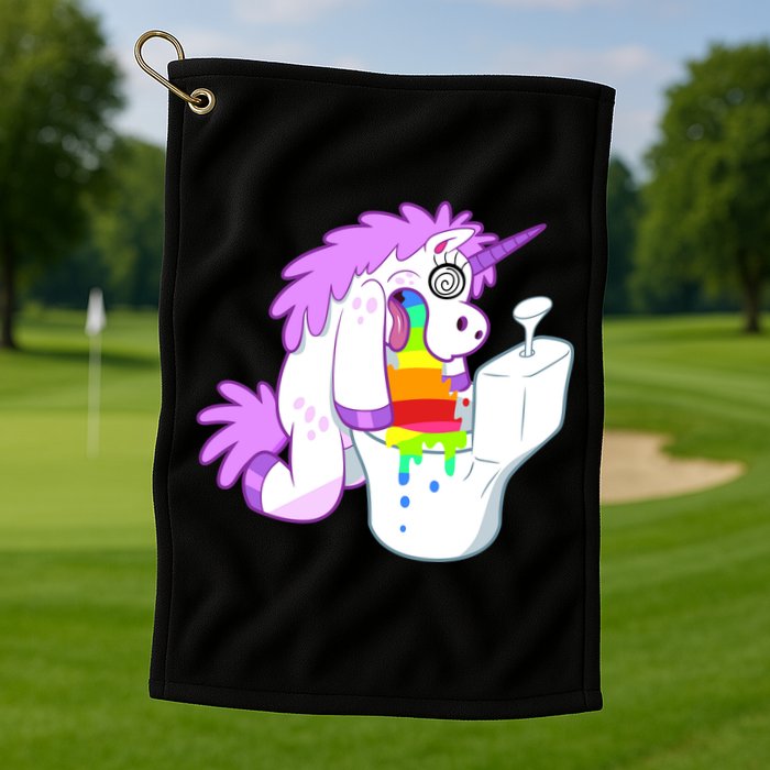 Unicorn Pukes Rainbow In The Toilet Golf Towel