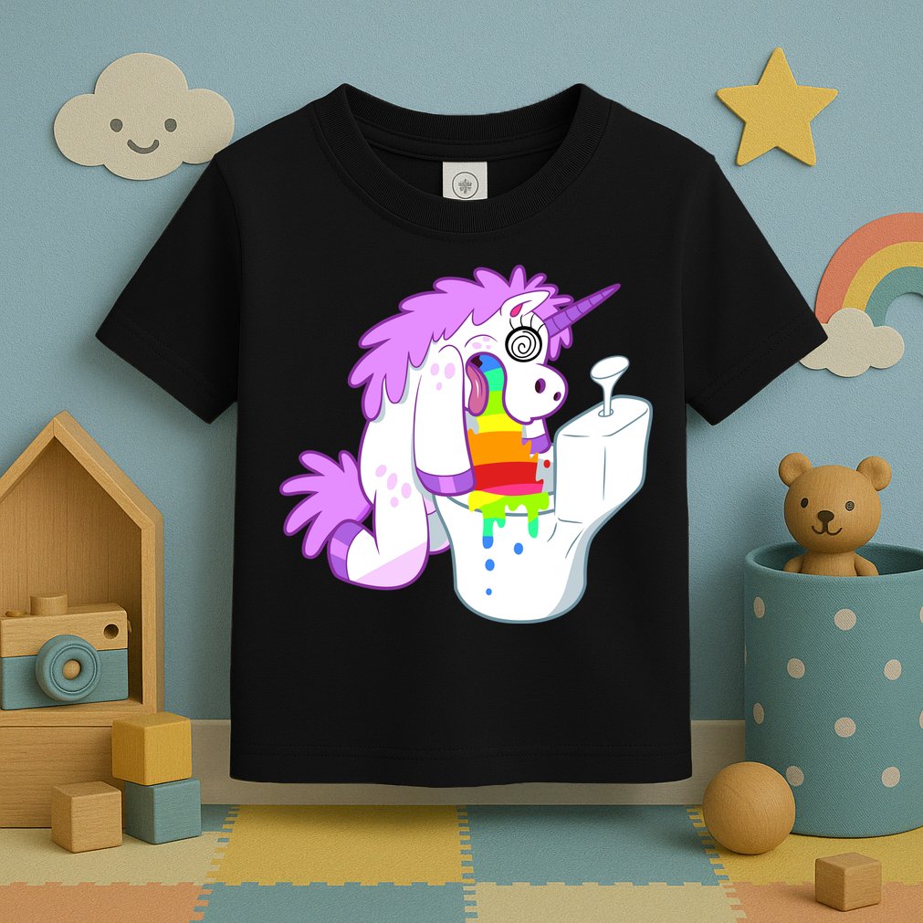 Unicorn Pukes Rainbow In The Toilet Toddler T-Shirt