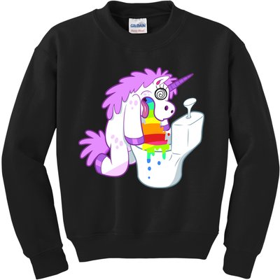 Unicorn Pukes Rainbow In The Toilet Kids Sweatshirt