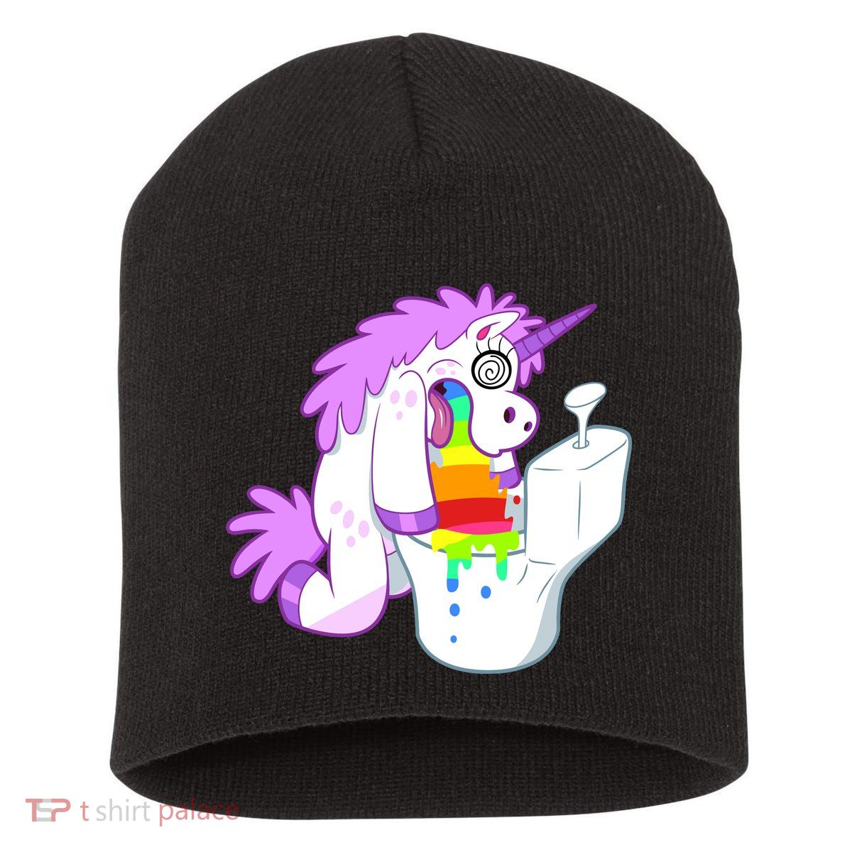 Unicorn Pukes Rainbow In The Toilet Short Acrylic Beanie